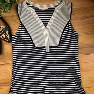 Skies are blue mixed media striped tank